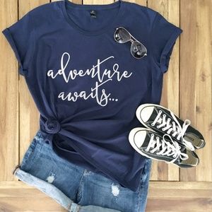 Travel T-shirt Graphic Tee XL Navy New
